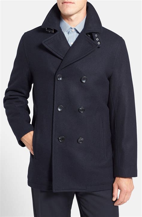 michael kors mens single breasted pea coat|Wool Blend Peacoat .